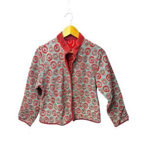 KHANGURA Style EMBROIDERED FLORAL SINGLE BUTTON Reversible Blazer/ JACKET